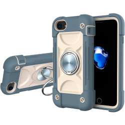 Shockproof Silicone + PC Protective Case with Dual-Ring Holder For iPhone 6/6s/7/8/SE 2022 / SE 2020(Daisy Blue)