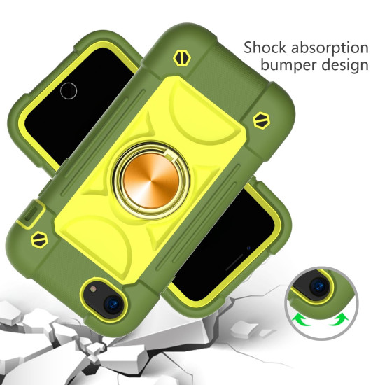 Shockproof Silicone + PC Protective Case with Dual-Ring Holder For iPhone 6/6s/7/8/SE 2022 / SE 2020(Avocado)
