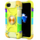 Shockproof Silicone + PC Protective Case with Dual-Ring Holder For iPhone 6/6s/7/8/SE 2022 / SE 2020(Colorful Yellow Green)