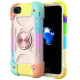 Shockproof Silicone + PC Protective Case with Dual-Ring Holder For iPhone 6/6s/7/8/SE 2022 / SE 2020(Colorful Rose Gold)
