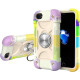 Shockproof Silicone + PC Protective Case with Dual-Ring Holder For iPhone 6/6s/7/8/SE 2022 / SE 2020(Colorful Beige)