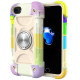 Shockproof Silicone + PC Protective Case with Dual-Ring Holder For iPhone 6/6s/7/8/SE 2022 / SE 2020(Colorful Beige)