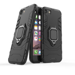 For iPhone SE 2022 / SE 2020 Shockproof PC + TPU Protective Case with Magnetic Ring Holder(Black)