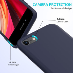 For iPhone SE 2022 / SE 2020 Shockproof Full Coverage Silicone Soft Protective Case(Dark Blue)