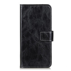 For iPhone SE 2022 / SE 2020 Vintage Crazy Horse PU + + Left and Right Leather Case with Photo Frame & Bracket & Front and Back Buckle(Black)