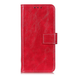 For iPhone SE 2022 / SE 2020 Vintage Crazy Horse PU + + Left and Right Leather Case with Photo Frame & Bracket & Front and Back Buckle(Red)