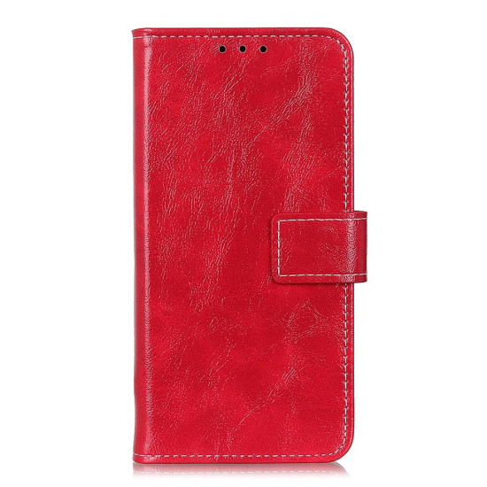 For iPhone SE 2022 / SE 2020 Vintage Crazy Horse PU + + Left and Right Leather Case with Photo Frame & Bracket & Front and Back Buckle(Red)