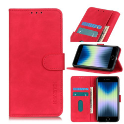 For iPhone SE 2022 / SE 2020 Retro Texture PU + TPU Horizontal Flip Leather Case with Holder & Card Slots & Wallet(Red)