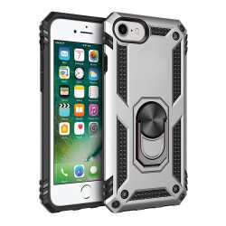 For iPhone SE 2022 / SE 2020 Shockproof TPU + PC Protective Case with 360 Degree Rotating Holder(Silver)
