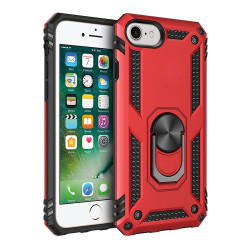 For iPhone SE 2022 / SE 2020 Shockproof TPU + PC Protective Case with 360 Degree Rotating Holder(Red)