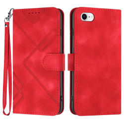 For iPhone 7 / 8 / SE 2020 / SE 2022 Line Pattern Skin Feel Leather Phone Case(Red)