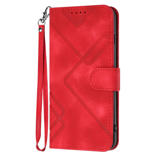 For iPhone 7 / 8 / SE 2020 / SE 2022 Line Pattern Skin Feel Leather Phone Case(Red)
