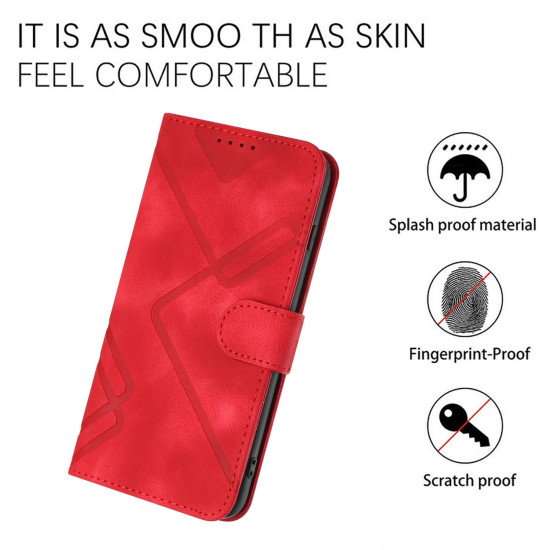For iPhone 7 / 8 / SE 2020 / SE 2022 Line Pattern Skin Feel Leather Phone Case(Red)