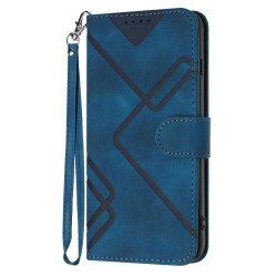 For iPhone 7 / 8 / SE 2020 / SE 2022 Line Pattern Skin Feel Leather Phone Case(Royal Blue)