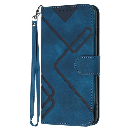 For iPhone 7 / 8 / SE 2020 / SE 2022 Line Pattern Skin Feel Leather Phone Case(Royal Blue)