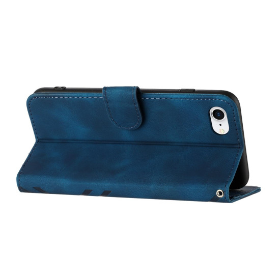 For iPhone 7 / 8 / SE 2020 / SE 2022 Line Pattern Skin Feel Leather Phone Case(Royal Blue)