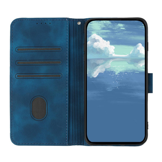 For iPhone 7 / 8 / SE 2020 / SE 2022 Line Pattern Skin Feel Leather Phone Case(Royal Blue)