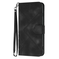 For iPhone 7 / 8 / SE 2020 / SE 2022 Line Pattern Skin Feel Leather Phone Case(Black)