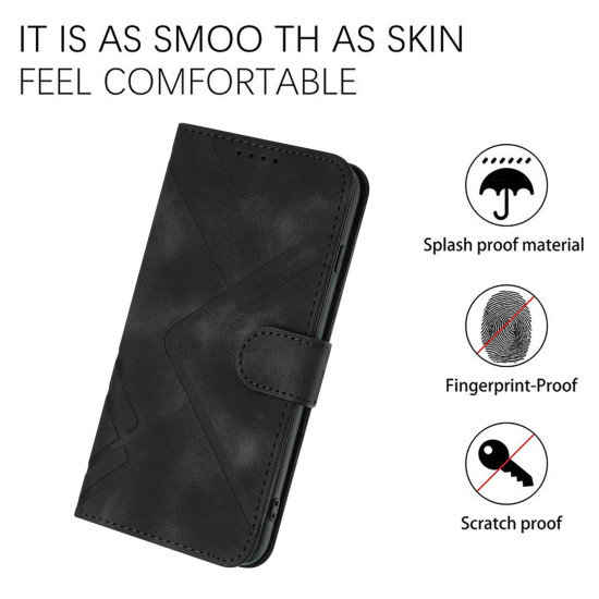 For iPhone 7 / 8 / SE 2020 / SE 2022 Line Pattern Skin Feel Leather Phone Case(Black)
