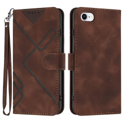 For iPhone 7 / 8 / SE 2020 / SE 2022 Line Pattern Skin Feel Leather Phone Case(Coffee)