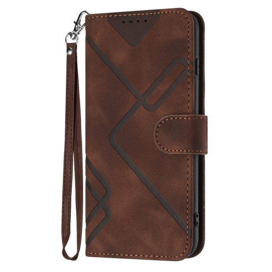 For iPhone 7 / 8 / SE 2020 / SE 2022 Line Pattern Skin Feel Leather Phone Case(Coffee)