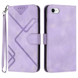 For iPhone 7 / 8 / SE 2020 / SE 2022 Line Pattern Skin Feel Leather Phone Case(Light Purple)