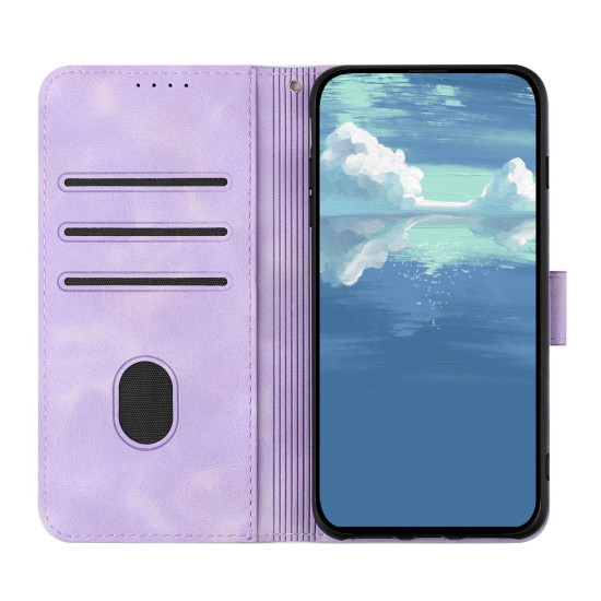 For iPhone 7 / 8 / SE 2020 / SE 2022 Line Pattern Skin Feel Leather Phone Case(Light Purple)