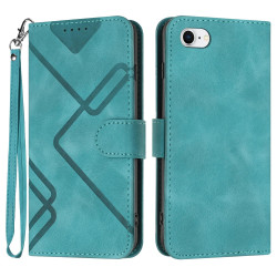 For iPhone 7 / 8 / SE 2020 / SE 2022 Line Pattern Skin Feel Leather Phone Case(Light Blue)