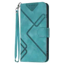 For iPhone 7 / 8 / SE 2020 / SE 2022 Line Pattern Skin Feel Leather Phone Case(Light Blue)