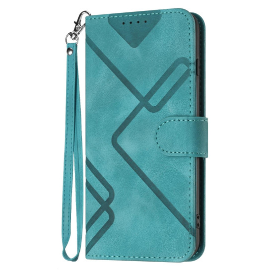 For iPhone 7 / 8 / SE 2020 / SE 2022 Line Pattern Skin Feel Leather Phone Case(Light Blue)
