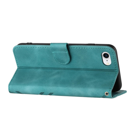 For iPhone 7 / 8 / SE 2020 / SE 2022 Line Pattern Skin Feel Leather Phone Case(Light Blue)