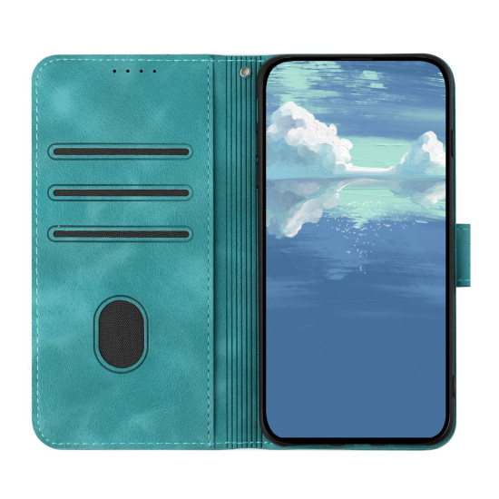For iPhone 7 / 8 / SE 2020 / SE 2022 Line Pattern Skin Feel Leather Phone Case(Light Blue)