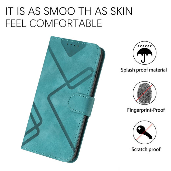 For iPhone 7 / 8 / SE 2020 / SE 2022 Line Pattern Skin Feel Leather Phone Case(Light Blue)