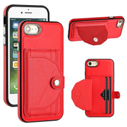 For iPhone SE 2022/SE 2020/6/7/8 Shockproof Leather Phone Case with Card Holder(Red)
