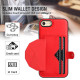 For iPhone SE 2022/SE 2020/6/7/8 Shockproof Leather Phone Case with Card Holder(Red)