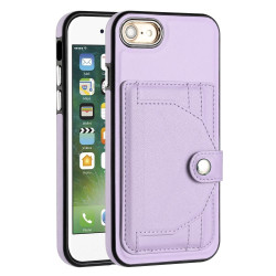 For iPhone SE 2022/SE 2020/6/7/8 Shockproof Leather Phone Case with Card Holder(Purple)