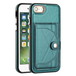 For iPhone SE 2022/SE 2020/6/7/8 Shockproof Leather Phone Case with Card Holder(Green)