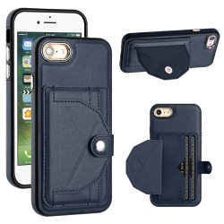 For iPhone SE 2022/SE 2020/6/7/8 Shockproof Leather Phone Case with Card Holder(Blue)