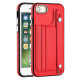 For iPhone SE 2022/SE 2020/6/7/8 Shockproof Leather Phone Case with Wrist Strap(Red)