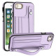 For iPhone SE 2022/SE 2020/6/7/8 Shockproof Leather Phone Case with Wrist Strap(Purple)