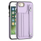 For iPhone SE 2022/SE 2020/6/7/8 Shockproof Leather Phone Case with Wrist Strap(Purple)