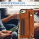 For iPhone SE 2022/SE 2020/6/7/8 Shockproof Leather Phone Case with Wrist Strap(Brown)