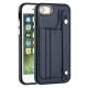 For iPhone SE 2022/SE 2020/6/7/8 Shockproof Leather Phone Case with Wrist Strap(Blue)