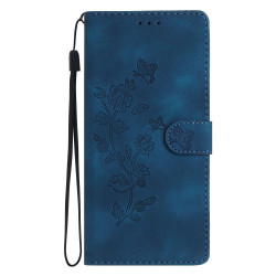 For iPhone SE 2022/2020 / 8 / 7 / 6 Flower Butterfly Embossing Pattern Leather Phone Case(Blue)