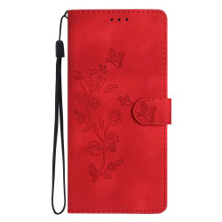 For iPhone SE 2022/2020 / 8 / 7 / 6 Flower Butterfly Embossing Pattern Leather Phone Case(Red)