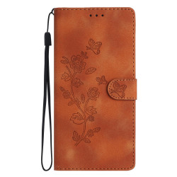 For iPhone SE 2022/2020 / 8 / 7 / 6 Flower Butterfly Embossing Pattern Leather Phone Case(Brown)