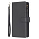 For iPhone SE 2022/SE 2020 / 8 / 7 9 Card Slots Zipper Wallet Leather Flip Phone Case(Black)