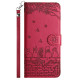 For iPhone 7 / 8 / SE 2020 / SE 2022 Cat Embossing Pattern Leather Phone Case with Lanyard(Red)