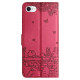 For iPhone 7 / 8 / SE 2020 / SE 2022 Cat Embossing Pattern Leather Phone Case with Lanyard(Red)