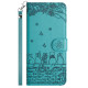 For iPhone 7 / 8 / SE 2020 / SE 2022 Cat Embossing Pattern Leather Phone Case with Lanyard(Blue)